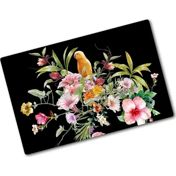 Kuchyňské prkénko Kuchyňská deska skleněná Květiny a ptáci