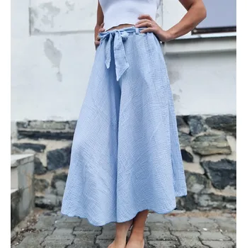 Dámská sukně Kulišárny DÁMSKÁ mušelínová kalhotová sukně POWDER BLUE VELIKOST: 40-42, DÉLKA: MINI - nad kolena
