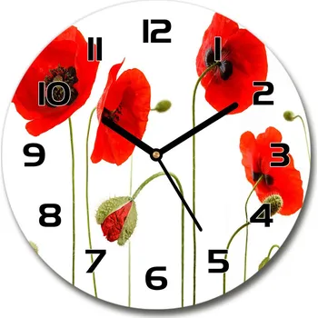 Hodiny Skleněné nástěnné hodiny kulaté Mák