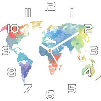 Hodiny Skleněné hodiny na stěnu Mapa světa