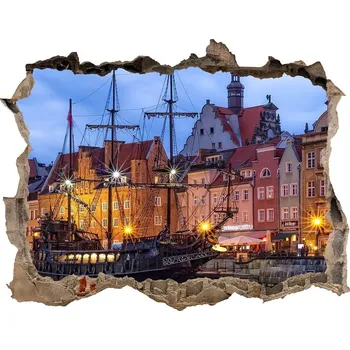 Fototapeta Díra 3D ve zdi nálepka Gdaňsk Polsko