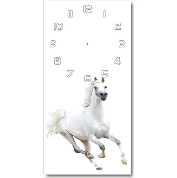 Hodiny Nástěnné hodiny Bílý kůň ve cvalu