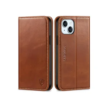 Pouzdro na mobilní telefon Pouzdro SHIELDON pro iPhone 15 Plus, pouzdro na mobilní telefon [originální kůže] [slot na kartu]