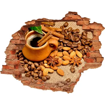 Fototapeta Nálepka 3D díra na zeď Zrnka kávy a hrnek