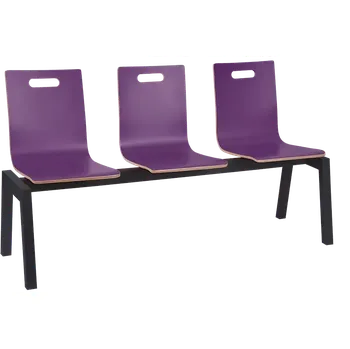 MEGAN PLUS 3, dřevěná lavice do čekárny, 3-sedák, fialová, kostra černá