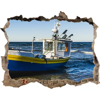 Fototapeta Díra 3D ve zdi nálepka Kutr na moři
