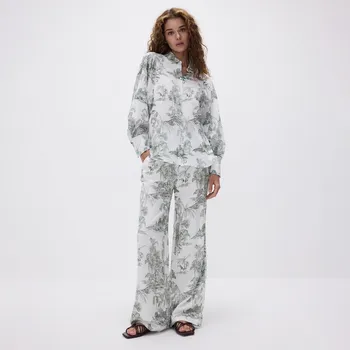 Dámské kalhoty Reserved - Volné kalhoty s příměsí lnu - vícebarevná - ZJ544-MLC - ZJ544-MLC-S