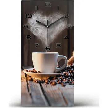 Hodiny Nástěnné skleněné hodiny Šálek kávy