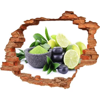 Fototapeta Nálepka 3D díra beton Limetky a kamení