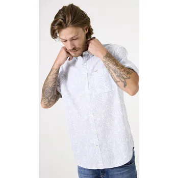 Pánská košile Garcia pánská košile se vzorem krátký rukáv šedo/bílá Velikost: M