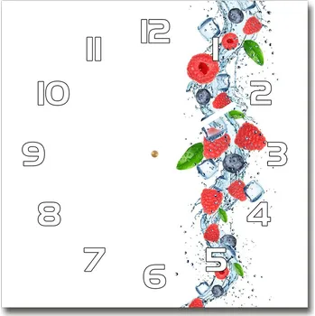 Hodiny Skleněné hodiny čtverec Lesní ovoce s ledem