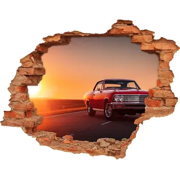 Fototapeta Foto fotografie díra na zeď Červené auto