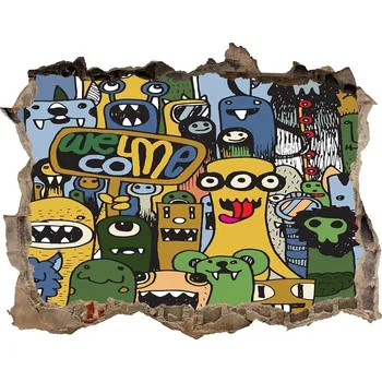 Fototapeta Foto fotografie díra na zeď Šílené potvůrky