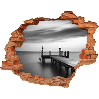 Fototapeta Díra 3D ve zdi nálepka Molo nad jezerem