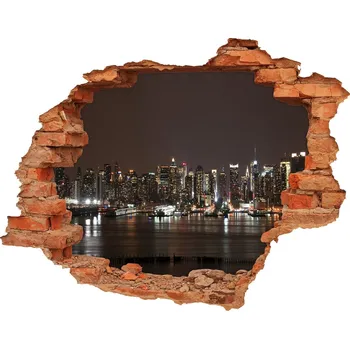 Fototapeta Fototapeta díra na zeď 3D New York noc