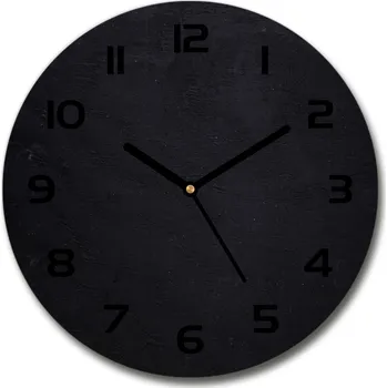 Hodiny Skleněné hodiny kulaté Černá tabule
