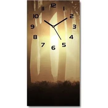 Hodiny Nástěnné skleněné hodiny Mlha v lese