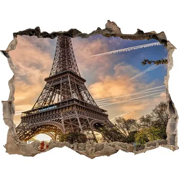 Fototapeta Fototapeta díra na zeď 3D Eiffelova věž Paříž