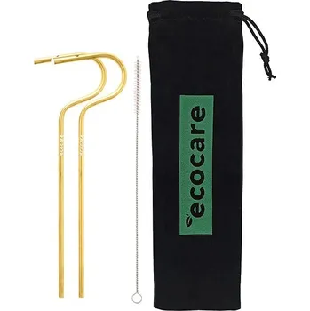 ECOCARE Ekologická kovová brčka Zlatá 2 ks