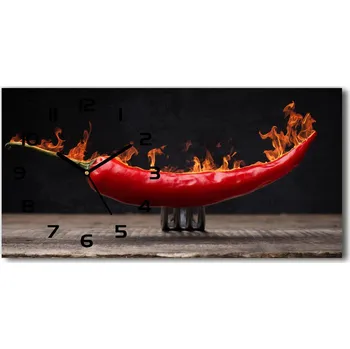 Hodiny Skleněné hodiny na stěnu Chilli papričky