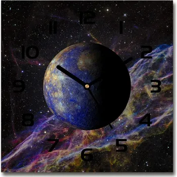 Hodiny Skleněné nástěnné hodiny čtverec Merkury