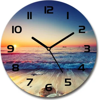 Hodiny Skleněné hodiny kulaté Východ slunce moře