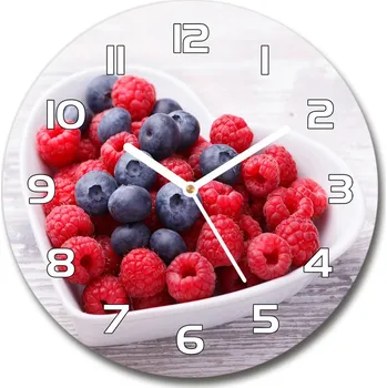 Hodiny Skleněné hodiny kulaté Maliny a borůvky