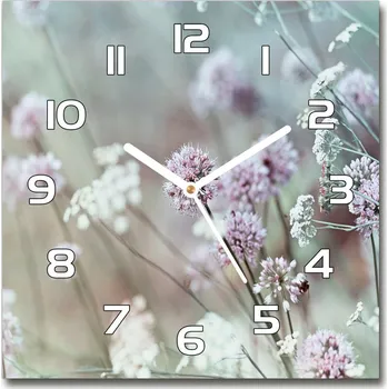 Hodiny Skleněné hodiny čtverec Divoké květiny