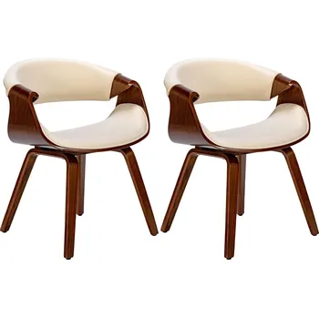 Jídelní židle Jídelní židle Foley - 2 kusy - látka | ořech/krémová