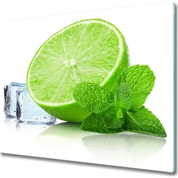 Kuchyňské prkénko Skleněná krájecí deska Vápno s ledem 60x52 cm