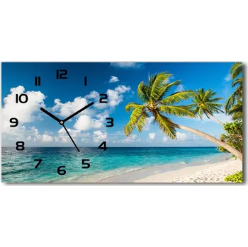 Hodiny Skleněné hodiny na stěnu tiché Maledivy pláž