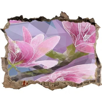 Fototapeta 3D díra na zeď Růžová magnolie