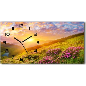 Hodiny Skleněné hodiny na stěnu Západ slunce hory