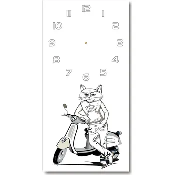 Hodiny Nástěnné skleněné hodiny Kočičí muž