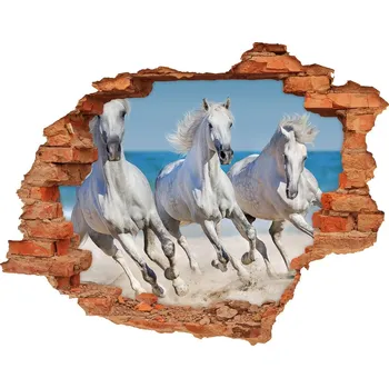 Fototapeta Nálepka fototapeta 3D Bílí koně pláž