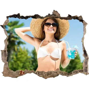 Fototapeta Fototapeta díra na zeď Žena nad bazénem