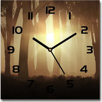 Hodiny Skleněné hodiny čtverec Mlha v lese