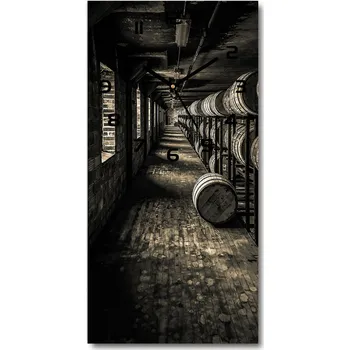 Hodiny Nástěnné skleněné hodiny Sudy bourbon