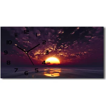 Hodiny Skleněné hodiny na stěnu tiché Západ slunce