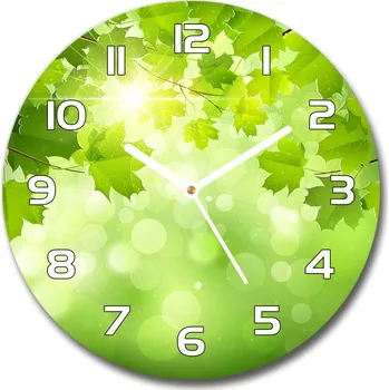 Hodiny Skleněné hodiny kulaté Listí kaštanu