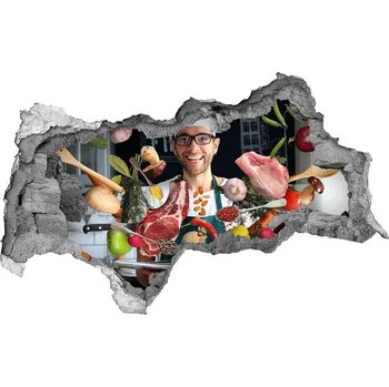 Fototapeta Nálepka 3D díra na zeď Kuchař recepty