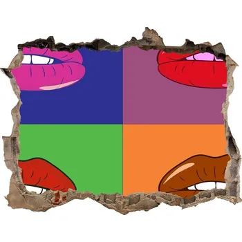 Fototapeta Foto fotografie díra na zeď Barevné rty