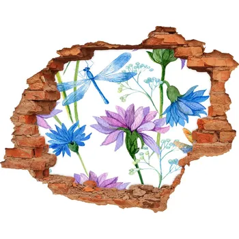 Fototapeta Samolepící díra na stěnu Květiny a vážky