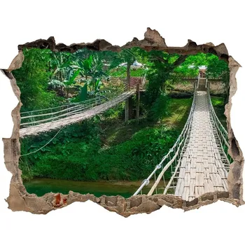 Fototapeta Díra 3D ve zdi nálepka Most nad řekou