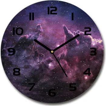 Hodiny Skleněné nástěnné hodiny kulaté Mlhovina