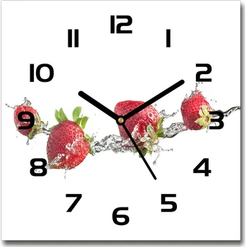 Hodiny Skleněné hodiny na stěnu Jahody a voda