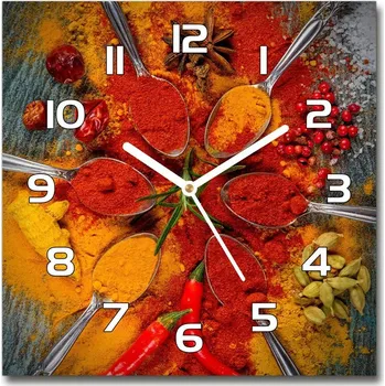 Hodiny Skleněné hodiny čtverec Koření kurkuma