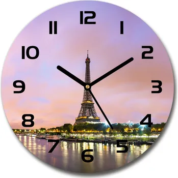 Hodiny Skleněné hodiny kulaté Eiffelova věž Paříž