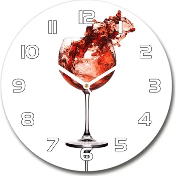 Hodiny Skleněné hodiny kulaté Sklenička vína