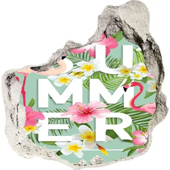 Fototapeta Fototapeta díra na zeď Prázdniny a plameňáci